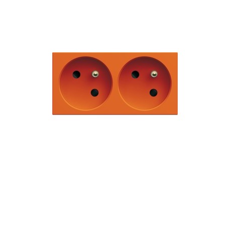 PC dble goul. 2P+T 16A orange - APPAREILLAGE MURAL GALLERY HAGER WXF422E