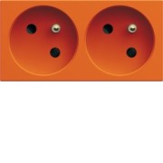PC dble goul. 2P+T 16A orange - APPAREILLAGE MURAL GALLERY HAGER WXF422E