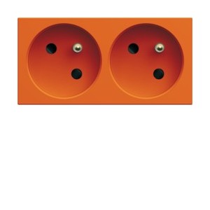 PC dble goul. 2P+T 16A orange - APPAREILLAGE MURAL GALLERY HAGER WXF422E