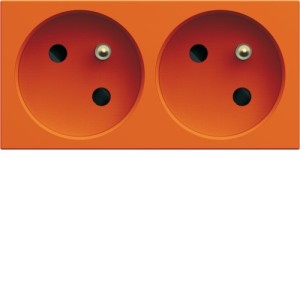 PC dble goul. 2P+T 16A orange - APPAREILLAGE MURAL GALLERY HAGER WXF422E