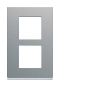 Plaque 2P V57 titane - APPAREILLAGE MURAL GALLERY HAGER WXP0122