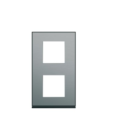 Plaque 2P V71 placage steel - APPAREILLAGE MURAL GALLERY HAGER WXP2142