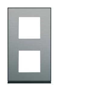 Plaque 2P V71 placage steel - APPAREILLAGE MURAL GALLERY HAGER WXP2142