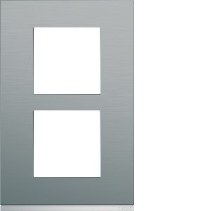 Plaque 2P V57 bright inox - APPAREILLAGE MURAL GALLERY HAGER WXP4222