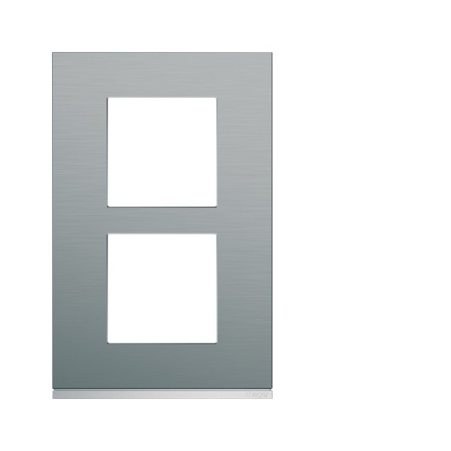 Plaque 2P V57 bright inox - APPAREILLAGE MURAL GALLERY HAGER WXP4222