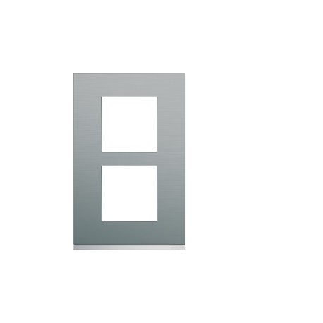 Plaque 2P V57 bright inox - APPAREILLAGE MURAL GALLERY HAGER WXP4222