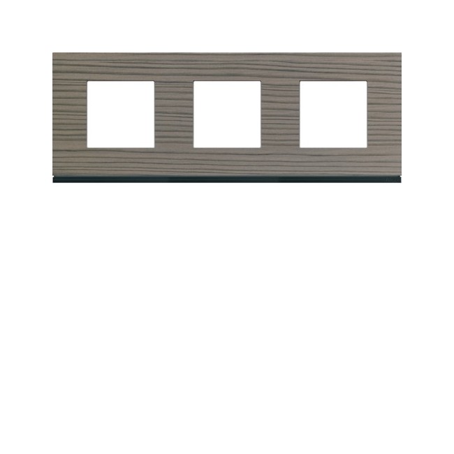 Plaque 3P H71 grey wood - APPAREILLAGE MURAL GALLERY HAGER WXP4813