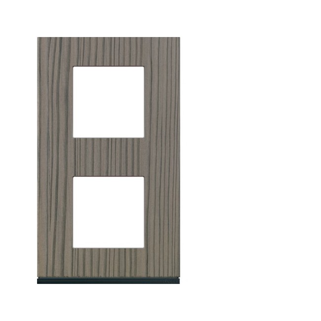 Plaque 2P V71 grey wood - APPAREILLAGE MURAL GALLERY HAGER WXP4842