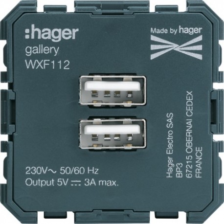 Chargeur USB - APPAREILLAGE MURAL GALLERY HAGER WXF112