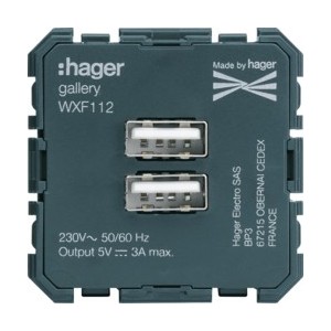 Chargeur USB - APPAREILLAGE MURAL GALLERY HAGER WXF112