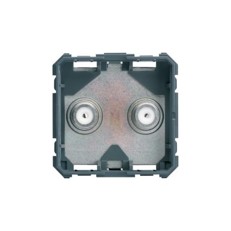 Prise TV+FM double type F 2M - APPAREILLAGE MURAL GALLERY HAGER WXF259