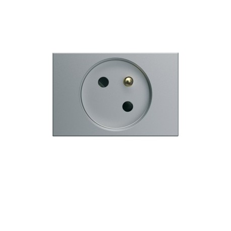 PC goulotte 2P+T 16A titane - APPAREILLAGE MURAL GALLERY HAGER WXF421T
