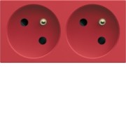 PC dble goul. 2P+T 16A rouge - APPAREILLAGE MURAL GALLERY HAGER WXF422R