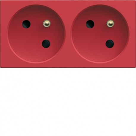PC dble goul. 2P+T 16A rouge - APPAREILLAGE MURAL GALLERY HAGER WXF422R