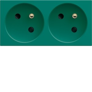 PC dble goulotte 2P+T 16A vert - APPAREILLAGE MURAL GALLERY HAGER WXF422V