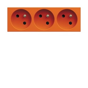 PC triple goul 2P+T 16A orange - APPAREILLAGE MURAL GALLERY HAGER WXF423E