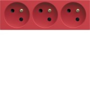 PC triple goul 2P+T 16A rouge - APPAREILLAGE MURAL GALLERY HAGER WXF423R