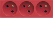 PC triple goul 2P+T 16A rouge - APPAREILLAGE MURAL GALLERY HAGER WXF423R