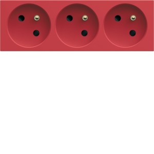 PC triple goul 2P+T 16A rouge - APPAREILLAGE MURAL GALLERY HAGER WXF423R