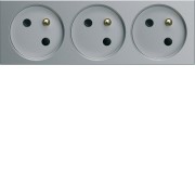 PC triple goul 2P+T 16A titane - APPAREILLAGE MURAL GALLERY HAGER WXF423T