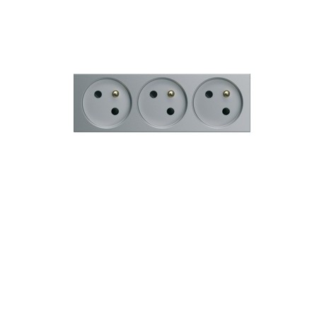 PC triple goul 2P+T 16A titane - APPAREILLAGE MURAL GALLERY HAGER WXF423T