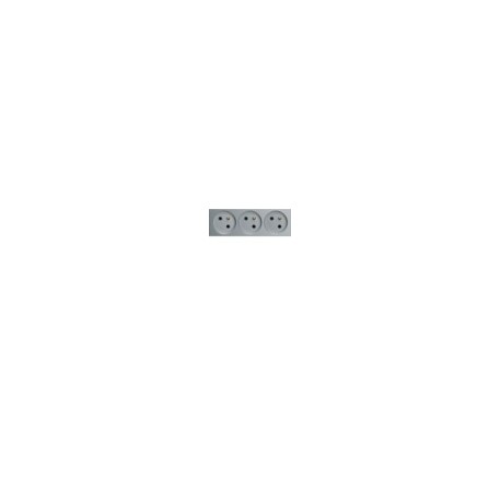 PC triple goul 2P+T 16A titane - APPAREILLAGE MURAL GALLERY HAGER WXF423T