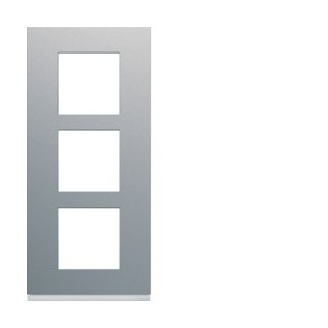 Plaque 3P V57 titane - APPAREILLAGE MURAL GALLERY HAGER WXP0123