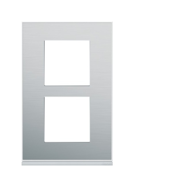 Plaque 2P V57 placage aluminiu - APPAREILLAGE MURAL GALLERY HAGER WXP2022