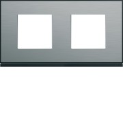 Plaque 2P H71 placage steel - APPAREILLAGE MURAL GALLERY HAGER WXP2112