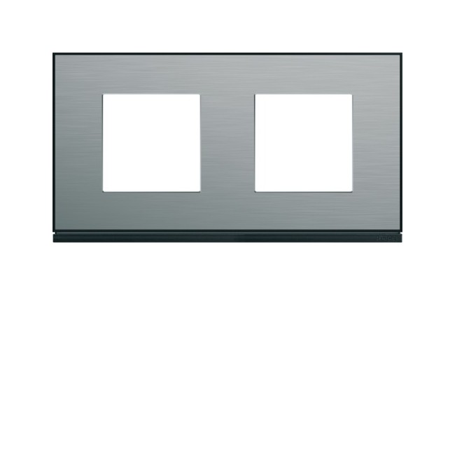 Plaque 2P H71 placage steel - APPAREILLAGE MURAL GALLERY HAGER WXP2112