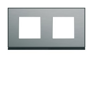 Plaque 2P H71 placage steel - APPAREILLAGE MURAL GALLERY HAGER WXP2112