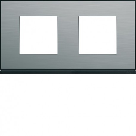 Plaque 2P H71 placage steel - APPAREILLAGE MURAL GALLERY HAGER WXP2112