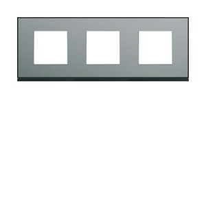 Plaque 3P H71 placage steel - APPAREILLAGE MURAL GALLERY HAGER WXP2113