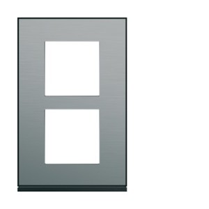 Plaque 2P V57 placage steel - APPAREILLAGE MURAL GALLERY HAGER WXP2122