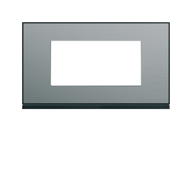 Plaque 4M E57 placage steel - APPAREILLAGE MURAL GALLERY HAGER WXP2134