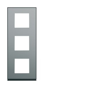 Plaque 3P V71 placage steel - APPAREILLAGE MURAL GALLERY HAGER WXP2143