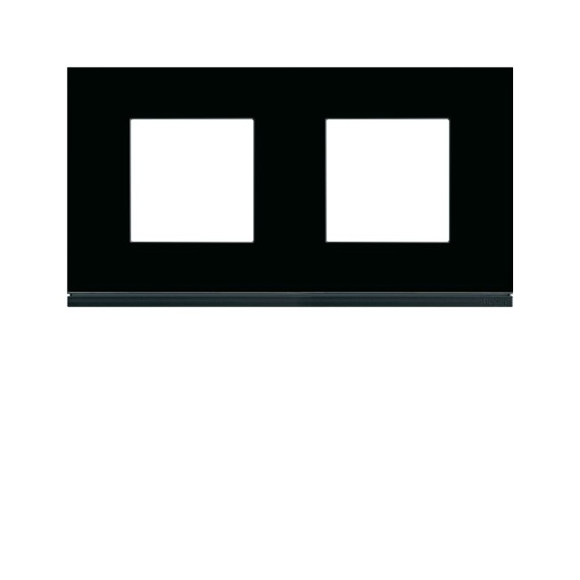 Plaque 2P H71 midnight glass - APPAREILLAGE MURAL GALLERY HAGER WXP4112