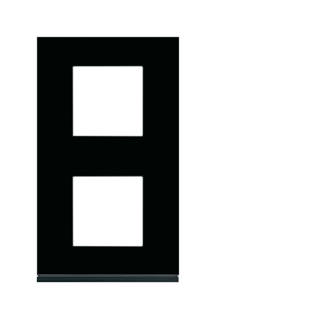 Plaque 2P V71 midnight glass - APPAREILLAGE MURAL GALLERY HAGER WXP4142