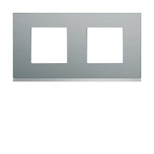 Plaque 2P H71 bright inox - APPAREILLAGE MURAL GALLERY HAGER WXP4212