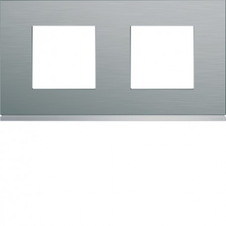 Plaque 2P H71 bright inox - APPAREILLAGE MURAL GALLERY HAGER WXP4212