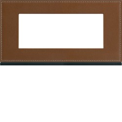 Plaque 5M E71 coffee leather - APPAREILLAGE MURAL GALLERY HAGER WXP4905