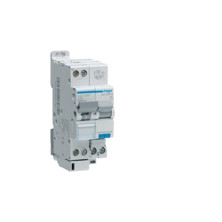 Disj.dif 1P+N 4.5-6kA C-16A 30 - DISJ. DIFF.PH-N  HAGER ADC816F