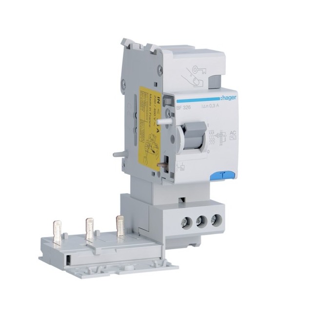 Bloc dif 3P 25A 300mA AC - BLOCS DIFFERENTIELS  HAGER BF326