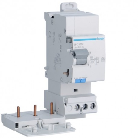 Bloc dif 3P 25A 300mA AC - BLOCS DIFFERENTIELS HAGER BFC325F