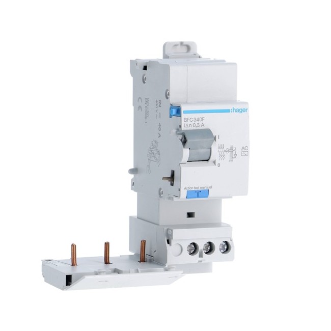 Bloc dif 3P 40A 300mA AC - BLOCS DIFFERENTIELS  HAGER BFC340F