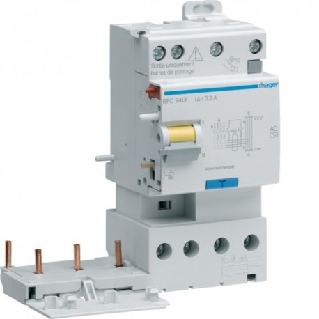 Bloc dif 2xsort.3P+N 40A 300mA - BLOCS DIFFERENTIELS  HAGER BFC940F