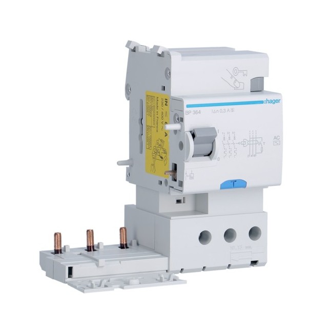 Bloc dif 3P 63A 300mA AC S - BLOCS DIFFERENTIELS  HAGER BP364
