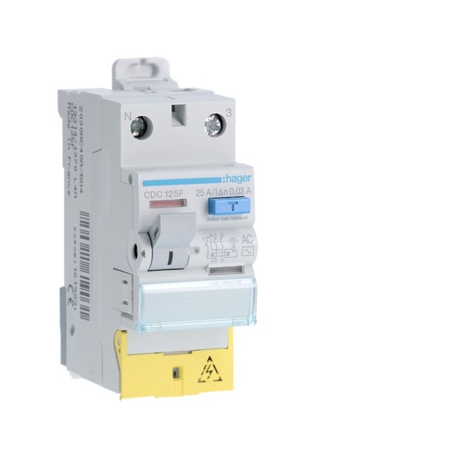 Inter dif 1P+N 25A 30mA AC BD - INTER DIFF BIPOLAIR  HAGER CDC125F