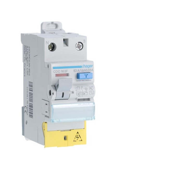 Inter dif 1P+N 63A 30mA AC BD - INTER DIFF BIPOLAIR  HAGER CDC163F