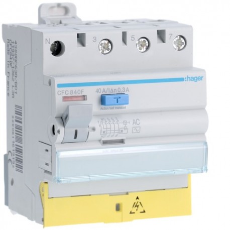 Inter dif 3P+N 40A 300mA AC BD - INTER. DIFF. TETRA. HAGER CFC840F
